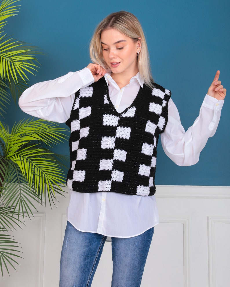 Gothic Vest  Black and White Top Sweater Vest