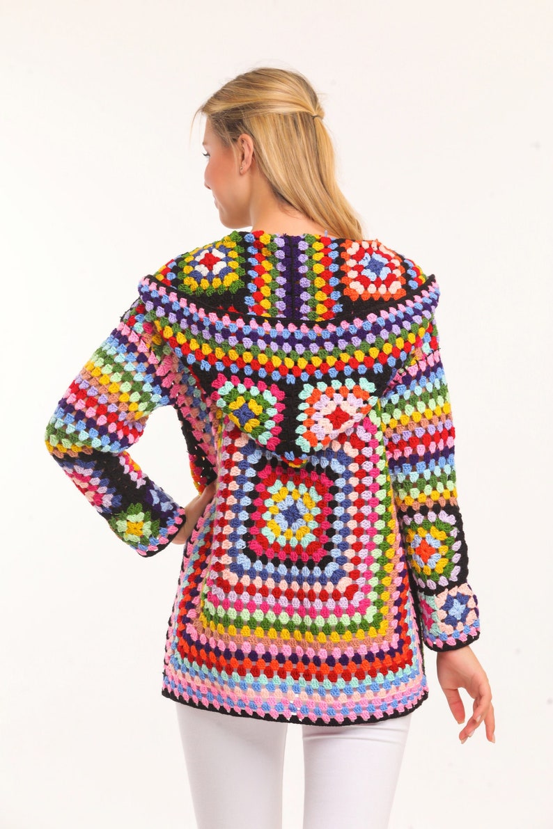 Hooded Black Crochet Sweater