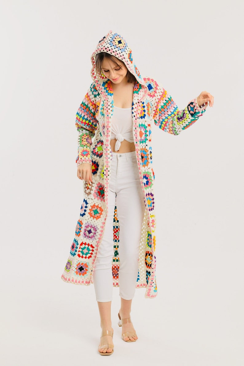 Long Crochet Handmade Cardigan Jacket Coat