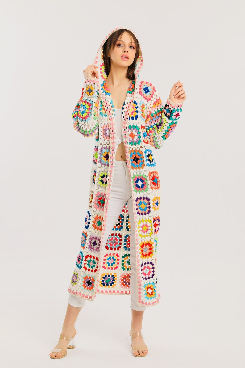 Long Crochet Handmade Cardigan Jacket Coat