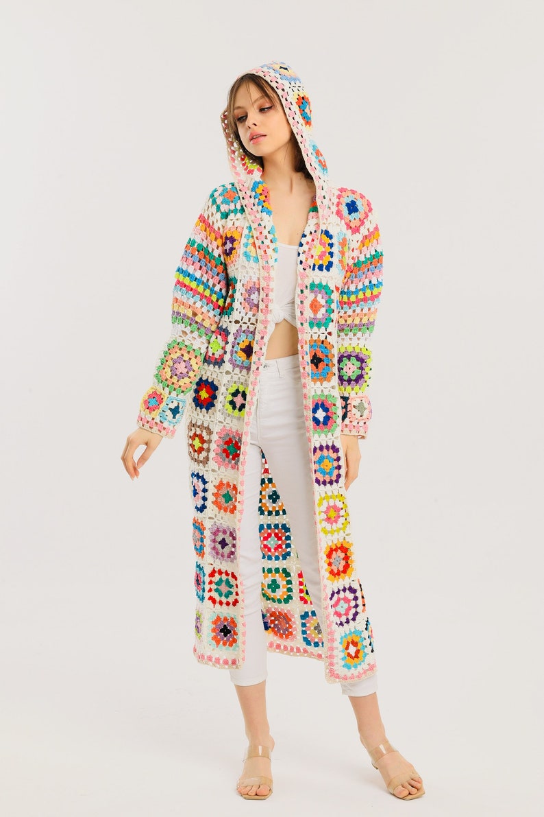 Long Crochet Handmade Cardigan Jacket Coat