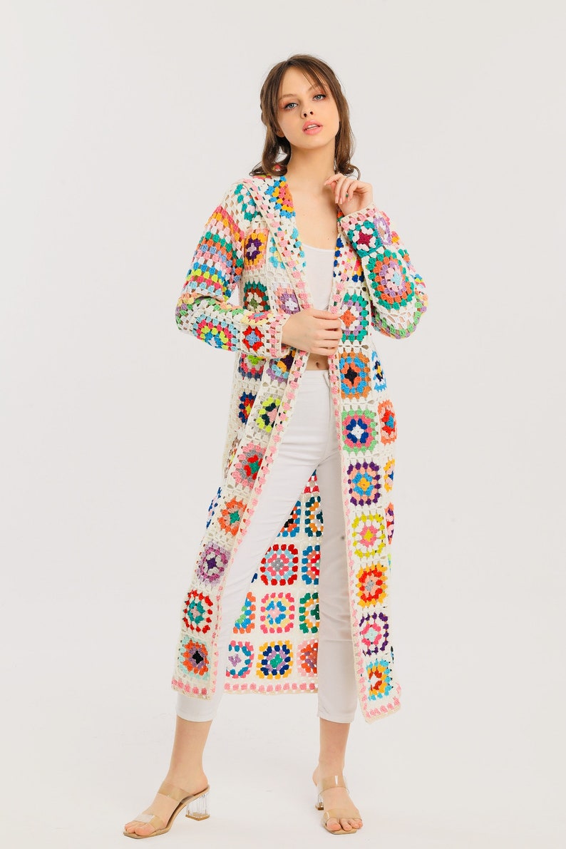 Long Crochet Handmade Cardigan Jacket Coat