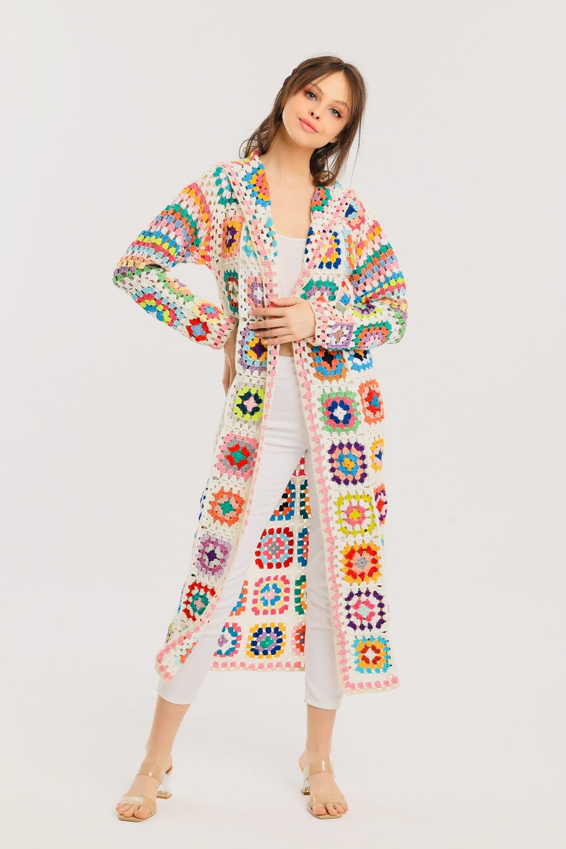 Long Crochet Handmade Cardigan Jacket Coat