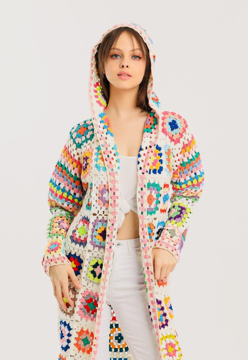 Long Crochet Handmade Cardigan Jacket Coat