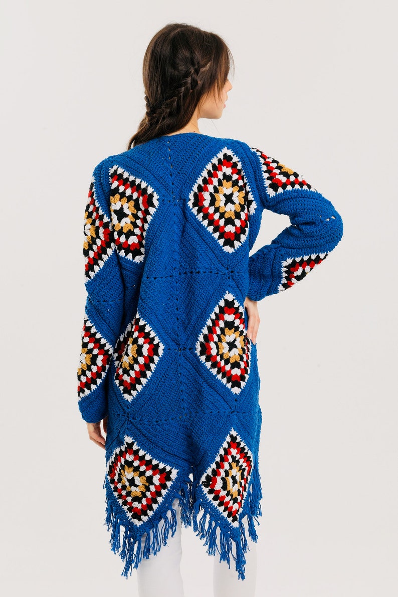 Blue Granny Square Knit Sweater