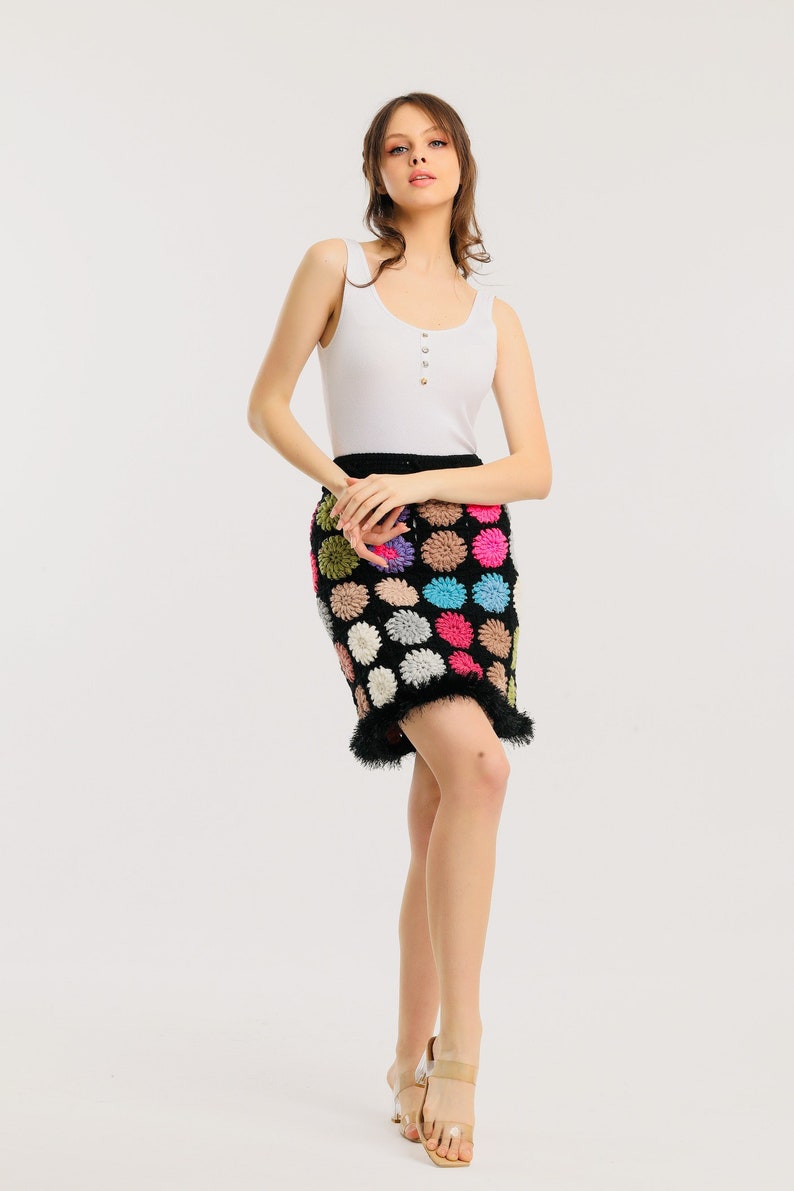 Colorful Mini Knit Skirt