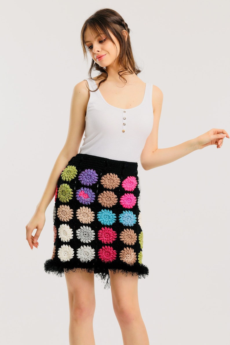 Colorful Mini Knit Skirt