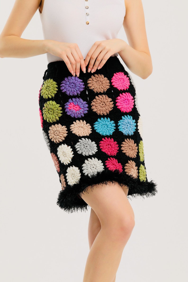 Colorful Mini Knit Skirt
