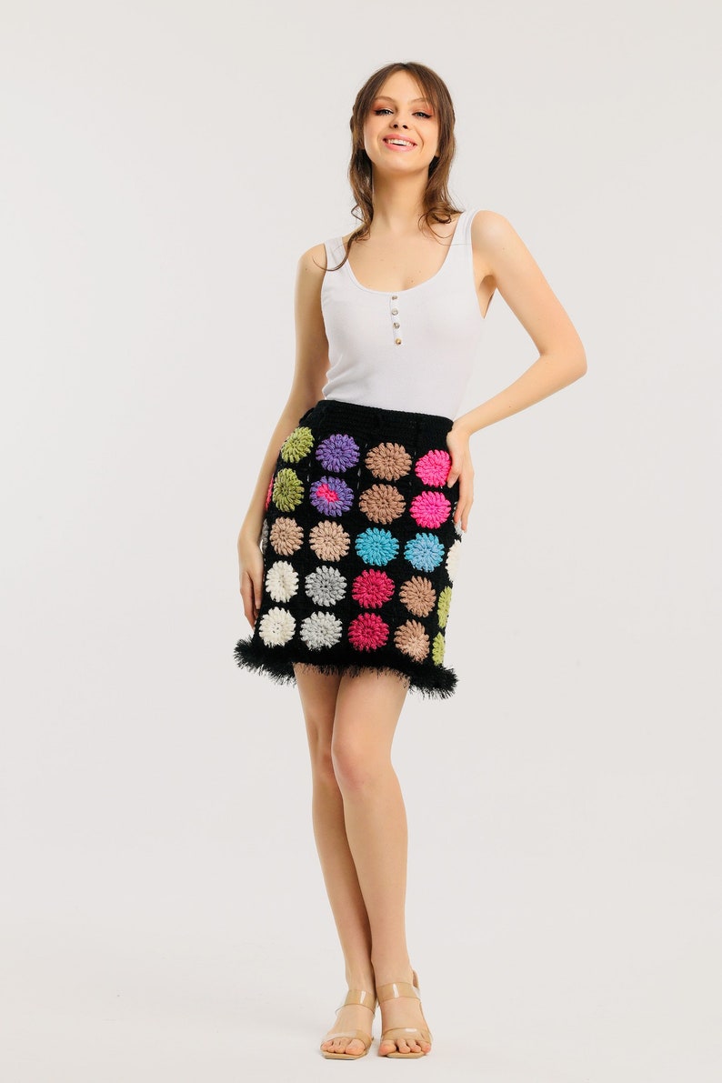 Colorful Mini Knit Skirt