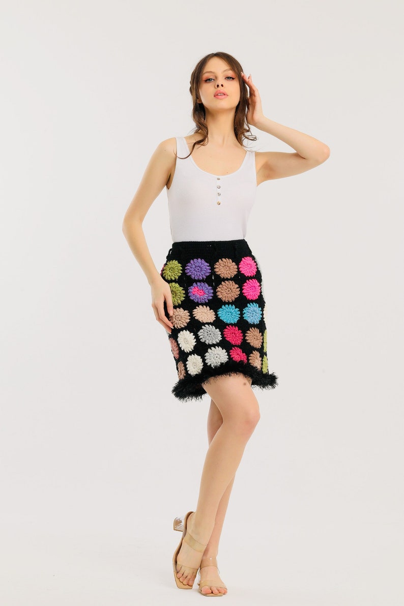 Colorful Mini Knit Skirt
