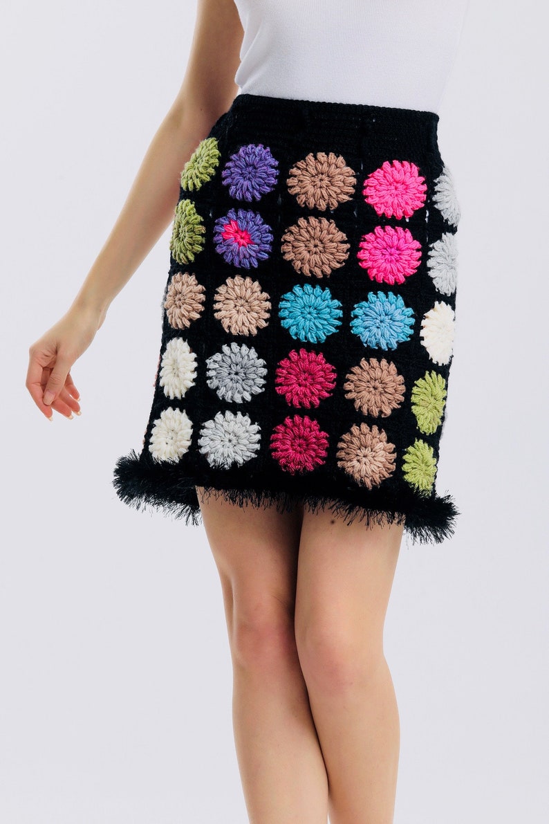 Colorful Mini Knit Skirt