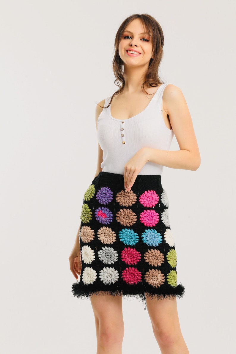 Colorful Mini Knit Skirt