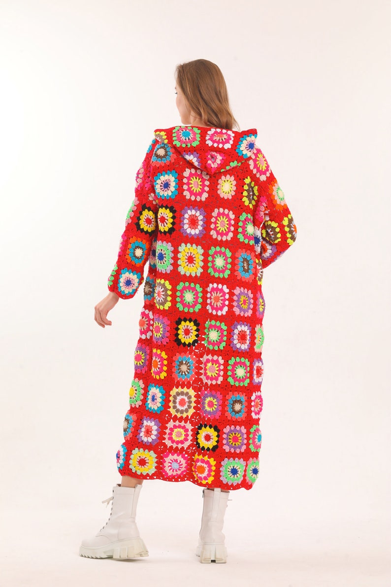 Red Crochet Knit Cardigan