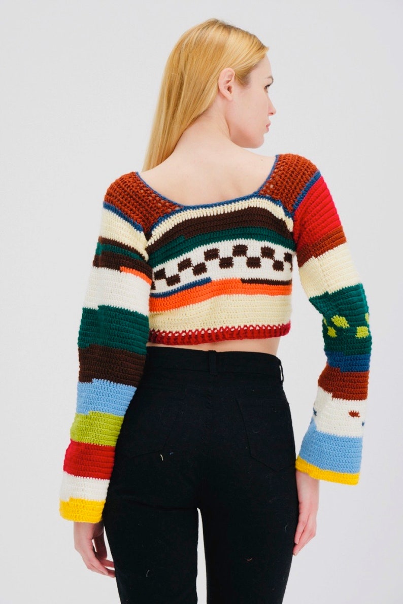 Long Sleeve Crochet Knit Festival Top