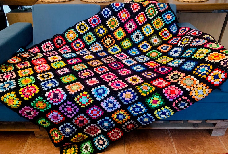Sofa Granny Square Crochet Blanket