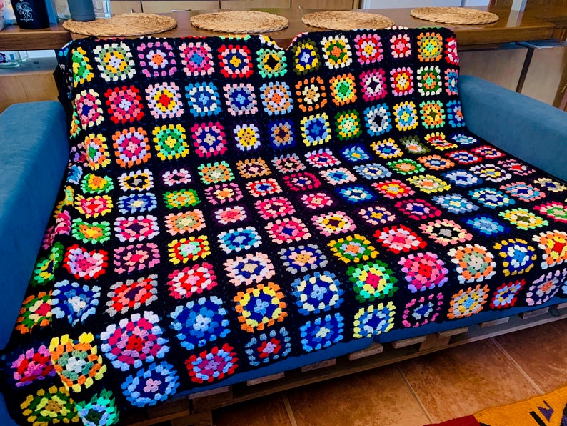 Sofa Granny Square Crochet Blanket