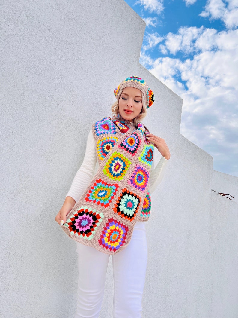 Beige Hand-Knit Beanie & Scarf