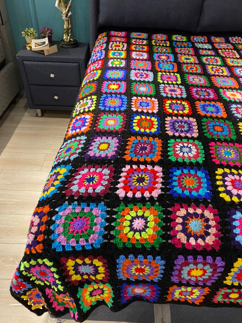 Sofa Granny Square Crochet Blanket