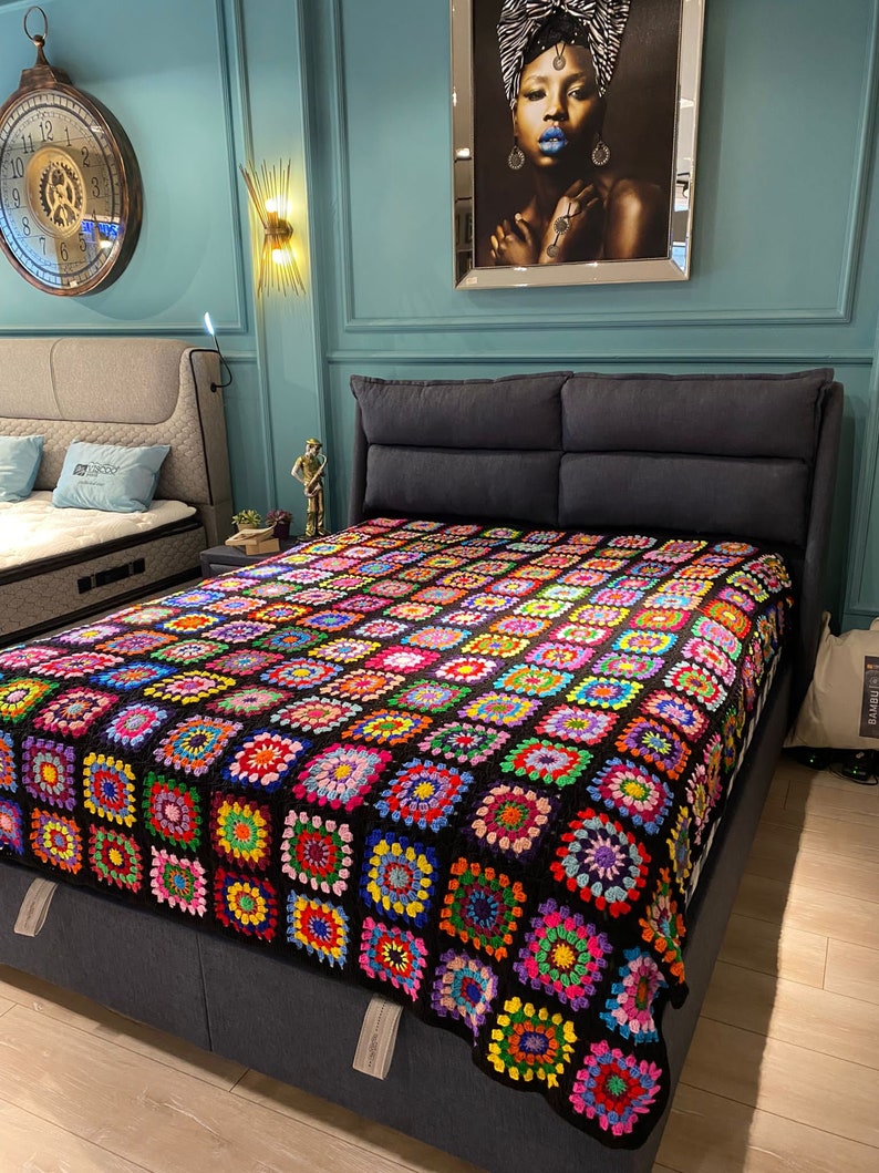 Sofa Granny Square Crochet Blanket