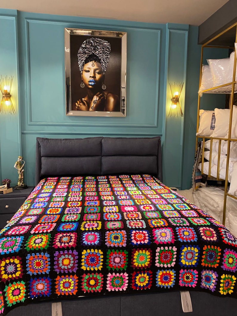 Sofa Granny Square Crochet Blanket