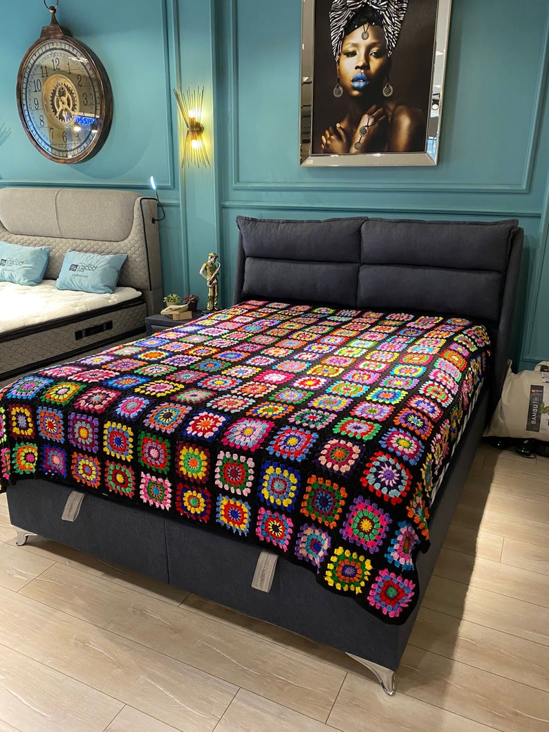 Sofa Granny Square Crochet Blanket