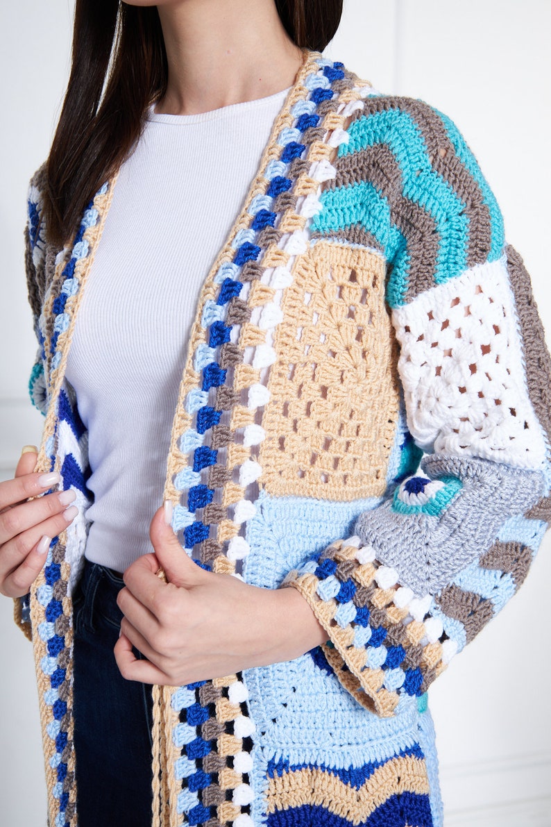 Blue Handmade Knit Coat