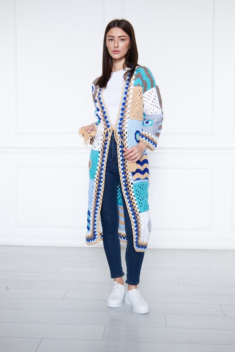 Blue Handmade Knit Coat