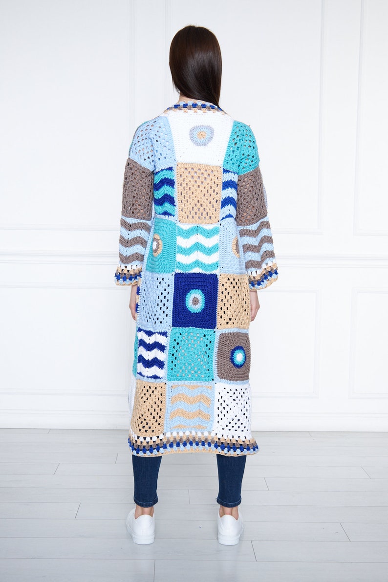 Blue Handmade Knit Coat