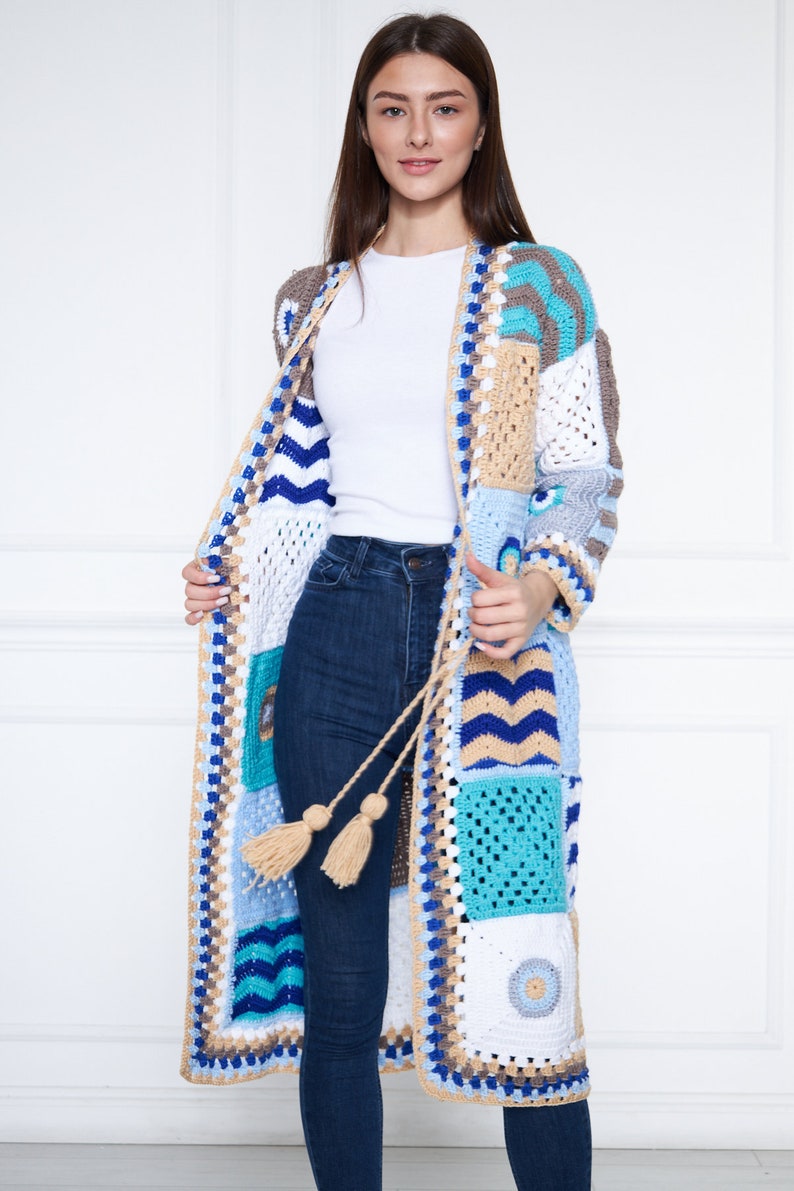 Blue Handmade Knit Coat