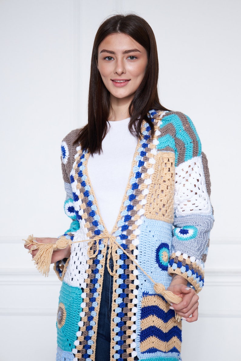 Blue Handmade Knit Coat