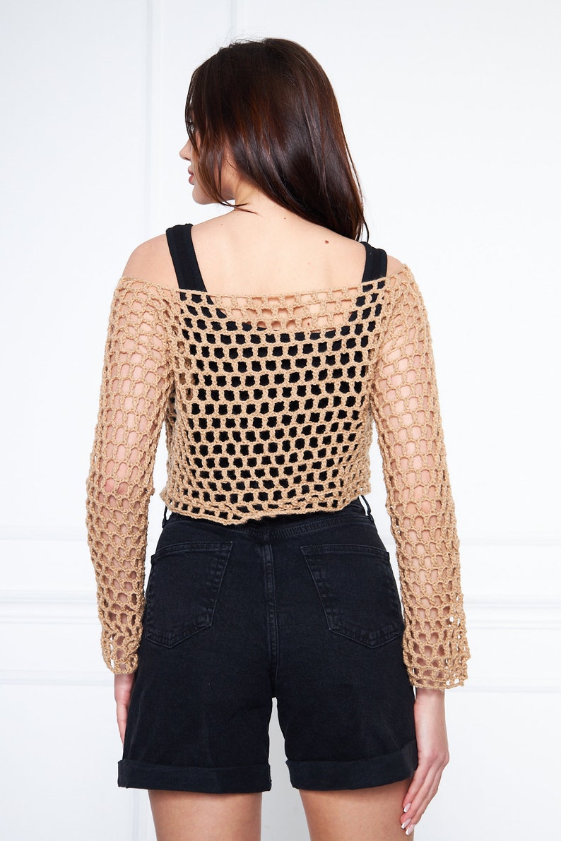 White Mesh Festival Crop Top for Women