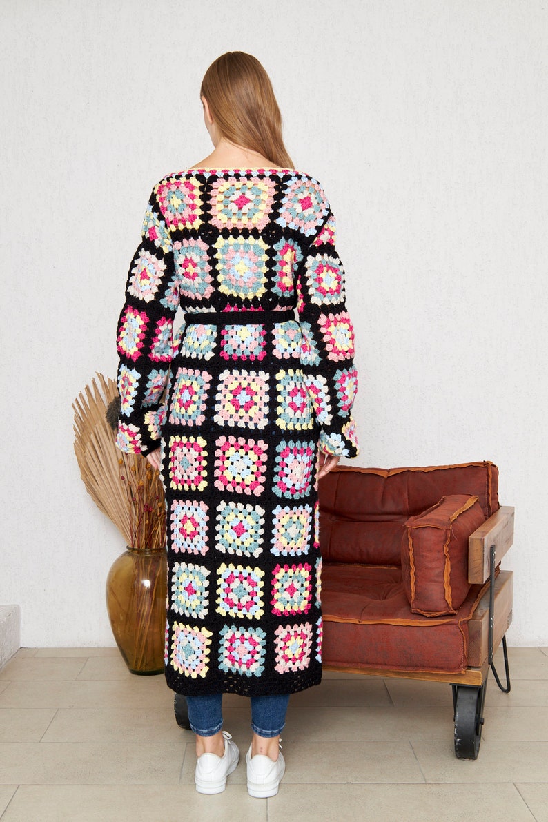 Long Crochet Hand Knit Cardigan Jacket Coat