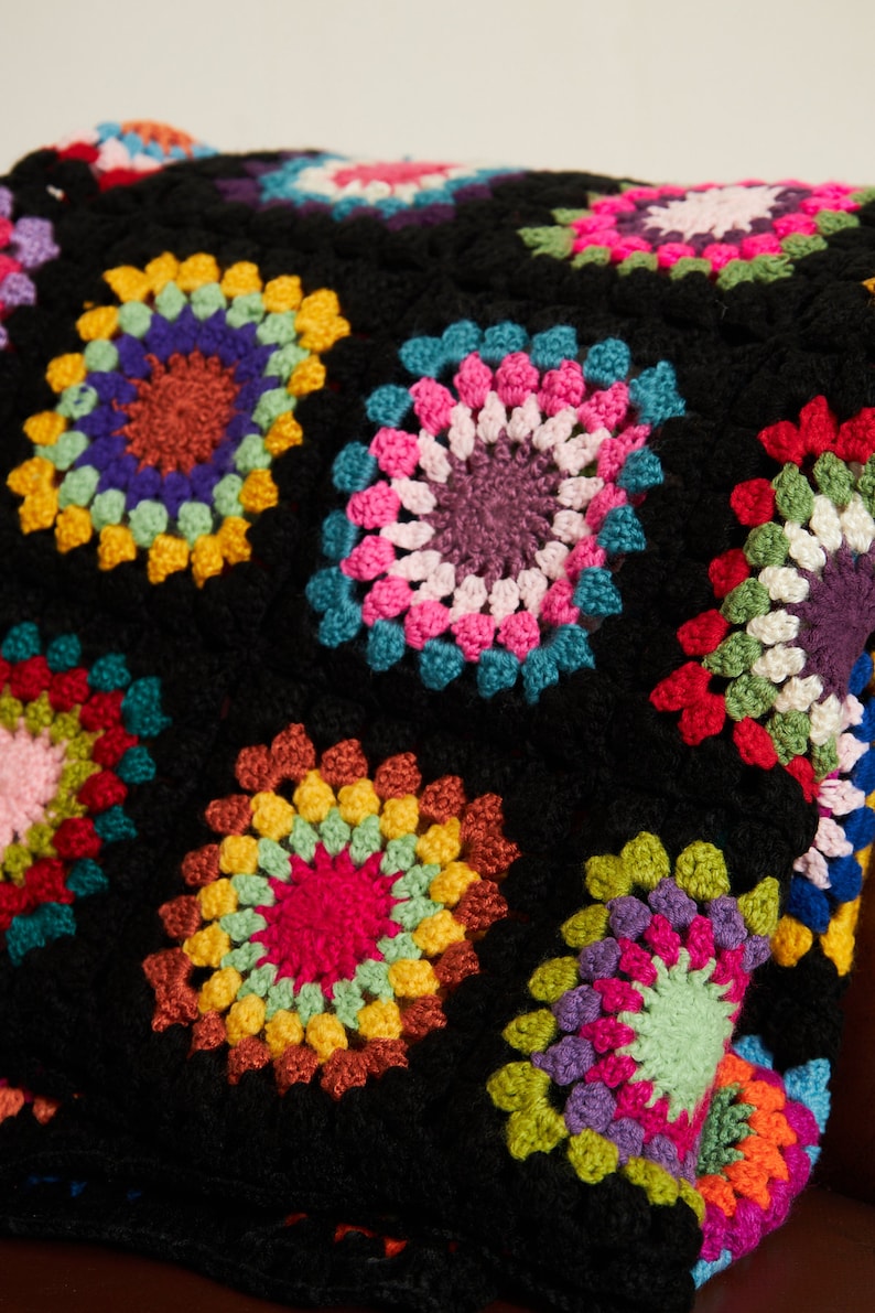 Afghan Granny Square Bohemian Blanket