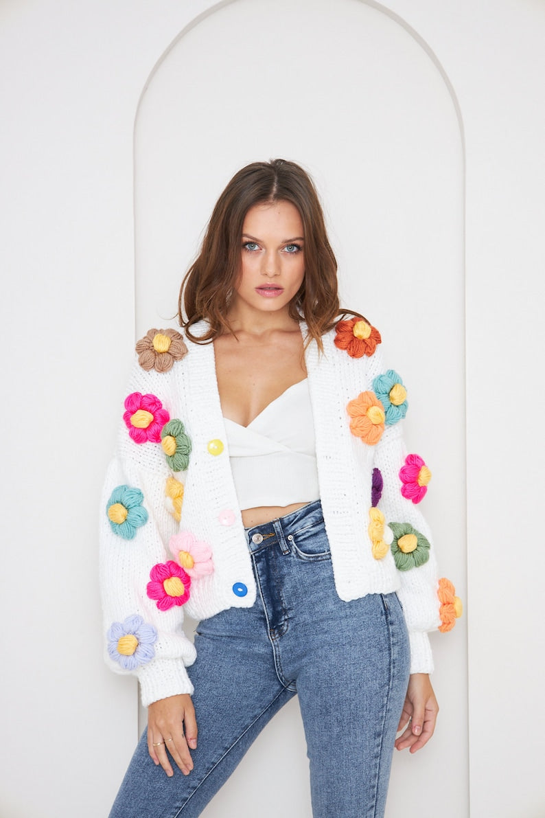 Crochet Floral Cardigan Floral Sweater Jacket