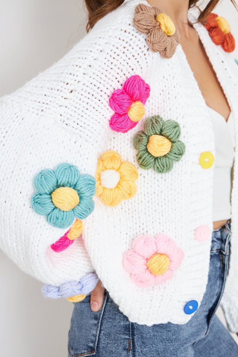 Crochet Floral Cardigan Floral Sweater Jacket