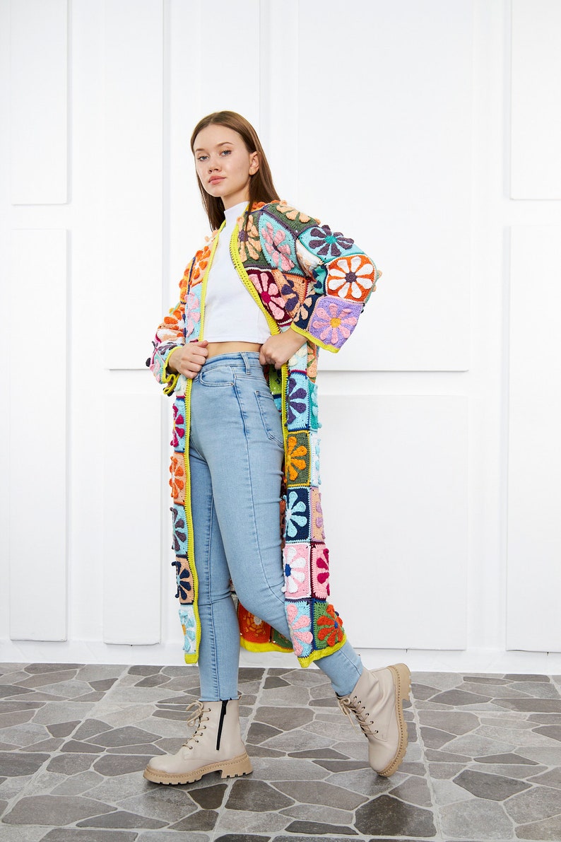 Custom Design Crochet knit Long Jacket