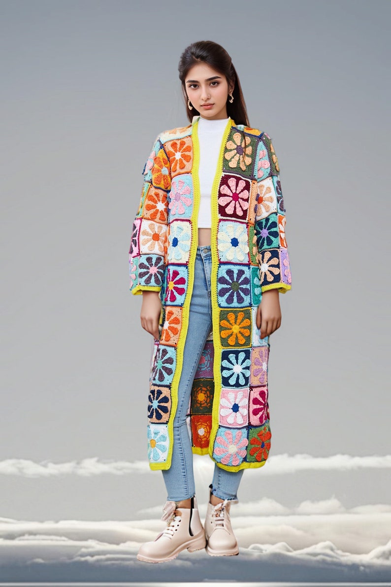 Custom Design Crochet knit Long Jacket