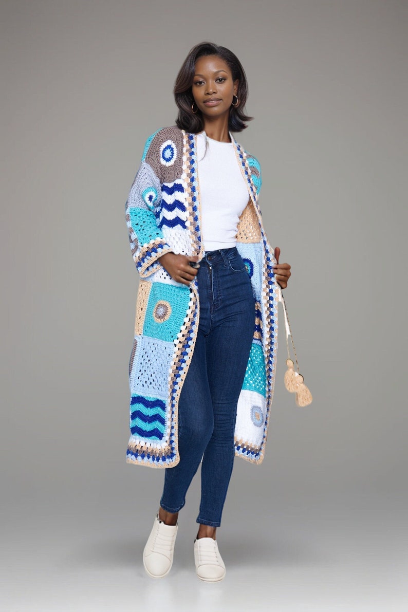 Blue Handmade Knit Coat