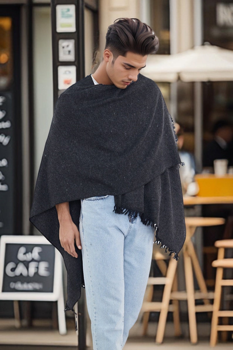 Men's festival clothing Men's Wool ponch