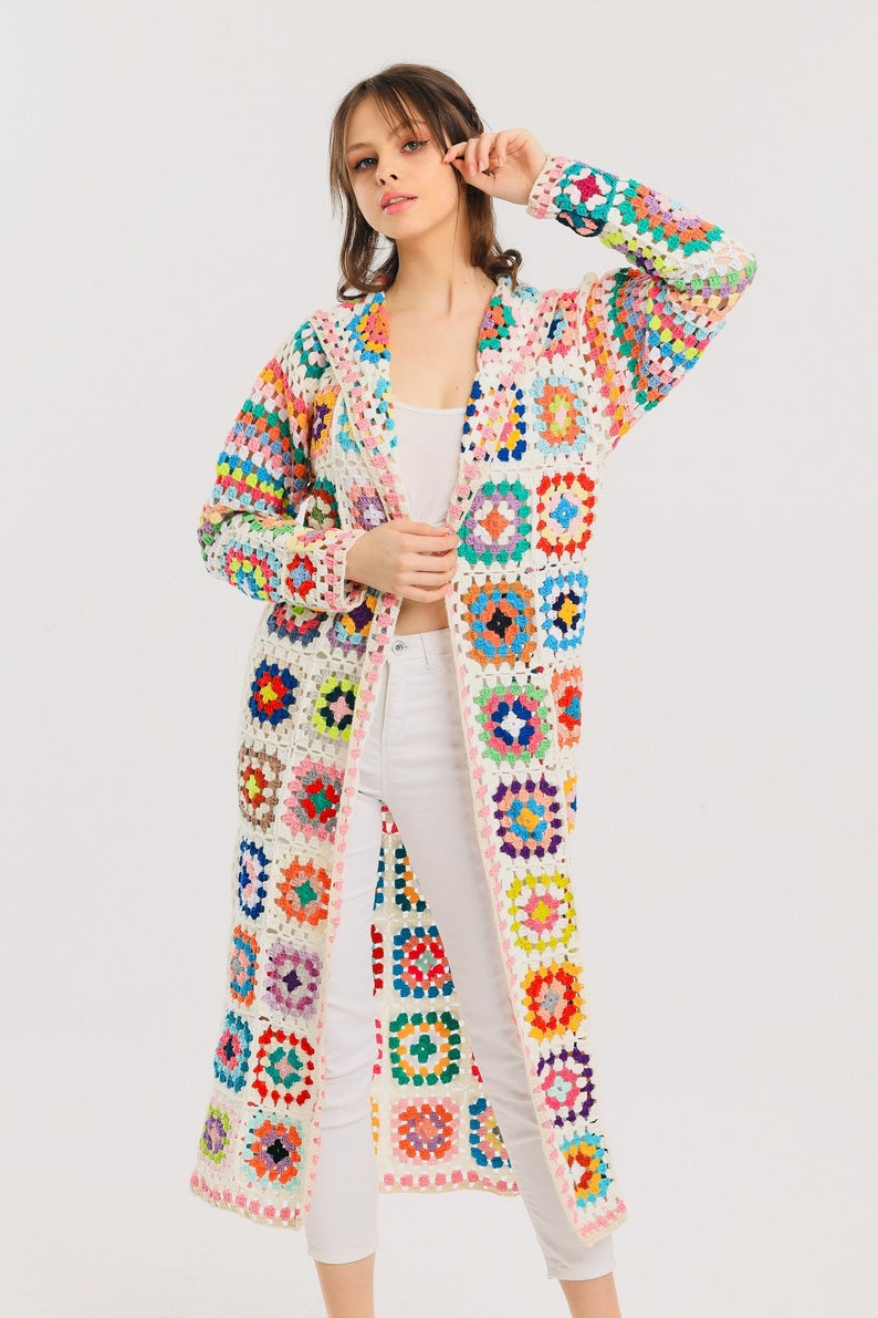 Long Crochet Handmade Cardigan Jacket Coat