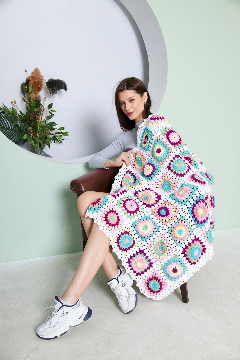 Multi-Color Crochet Throw Blanket
