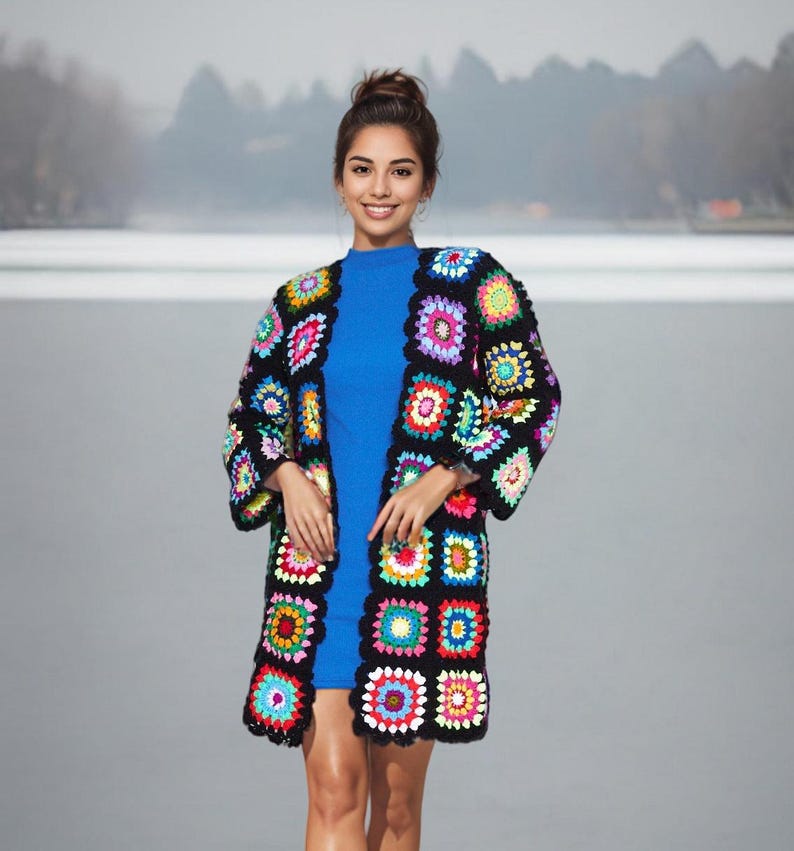 Granny Square Jacket Cardigan Women