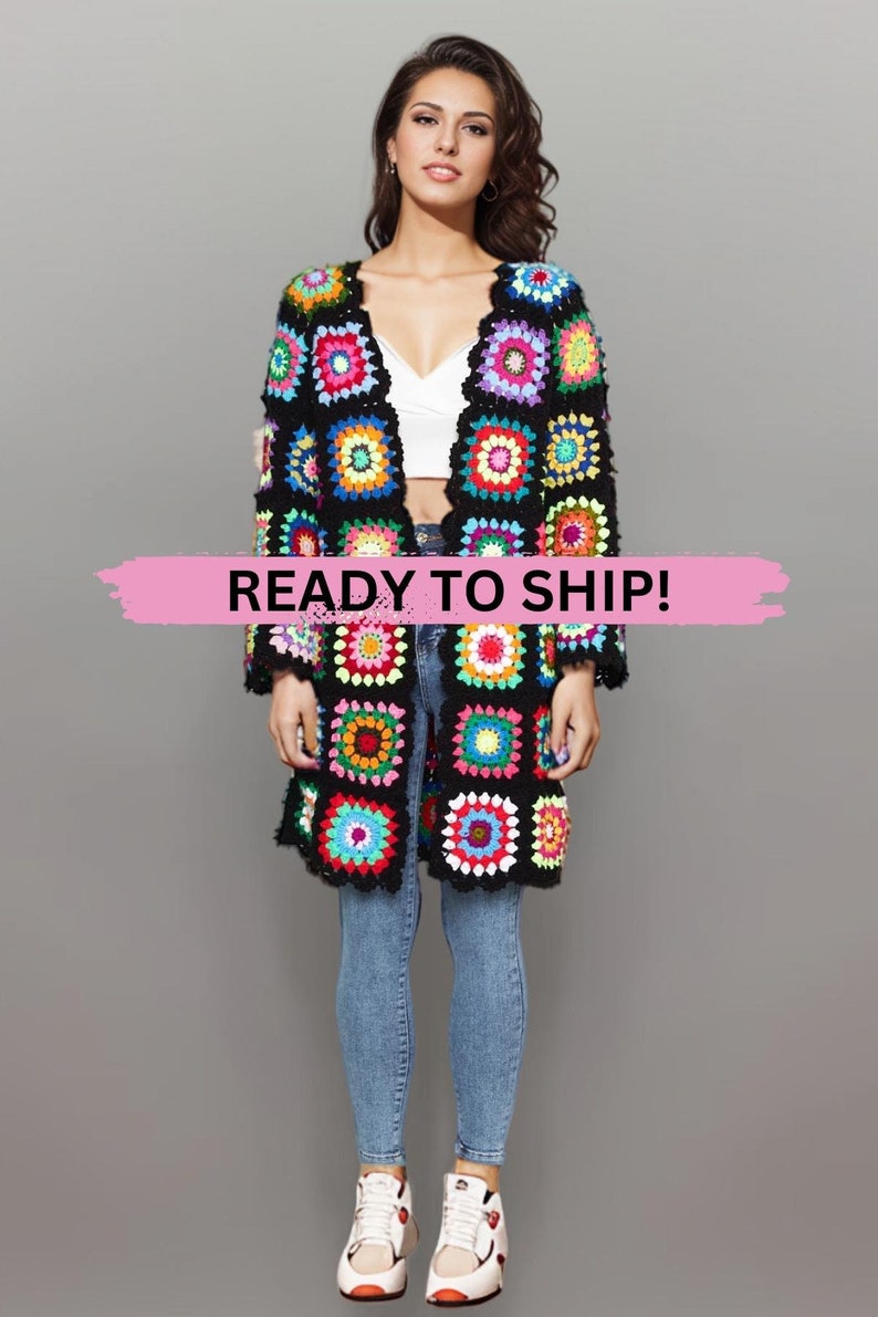 Granny Square Jacket Cardigan Women