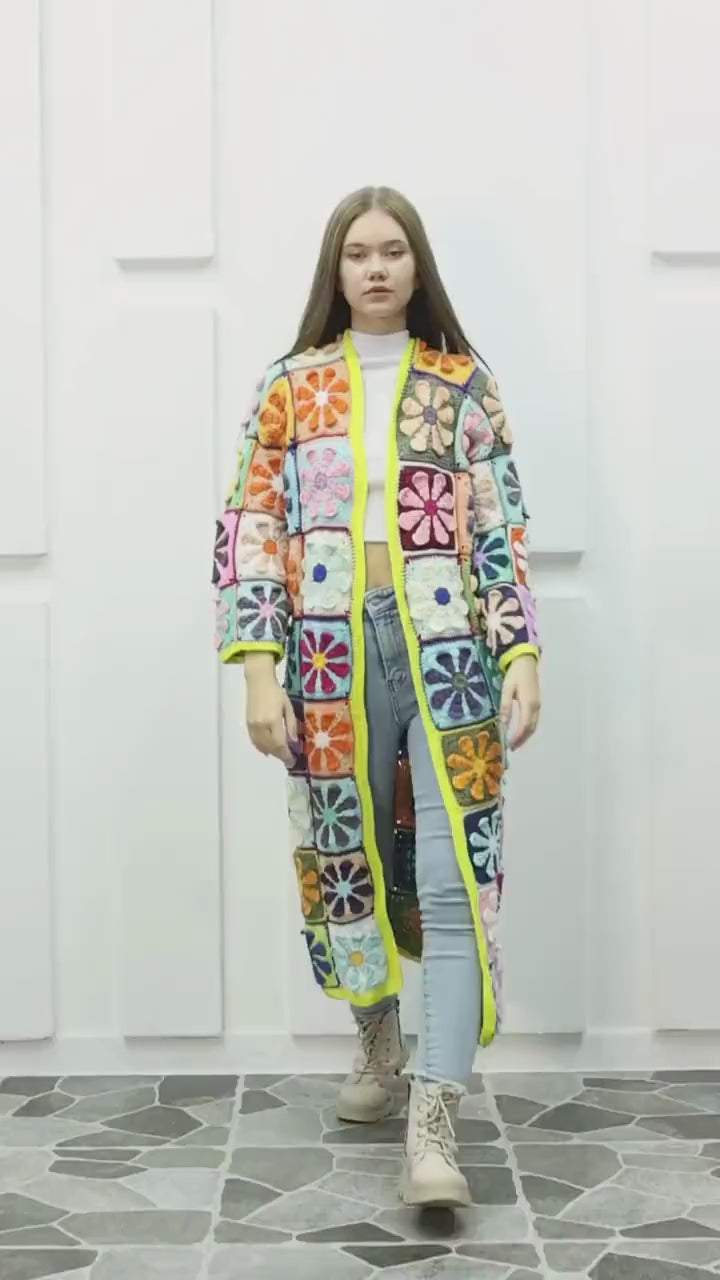 Custom Design Crochet knit Long Jacket